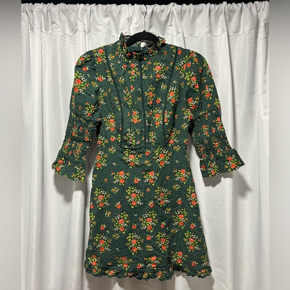 Laura Ashley x Urban Outfitters Maisy Mock Neck Mini Floral Dress - Picture 3 of 7